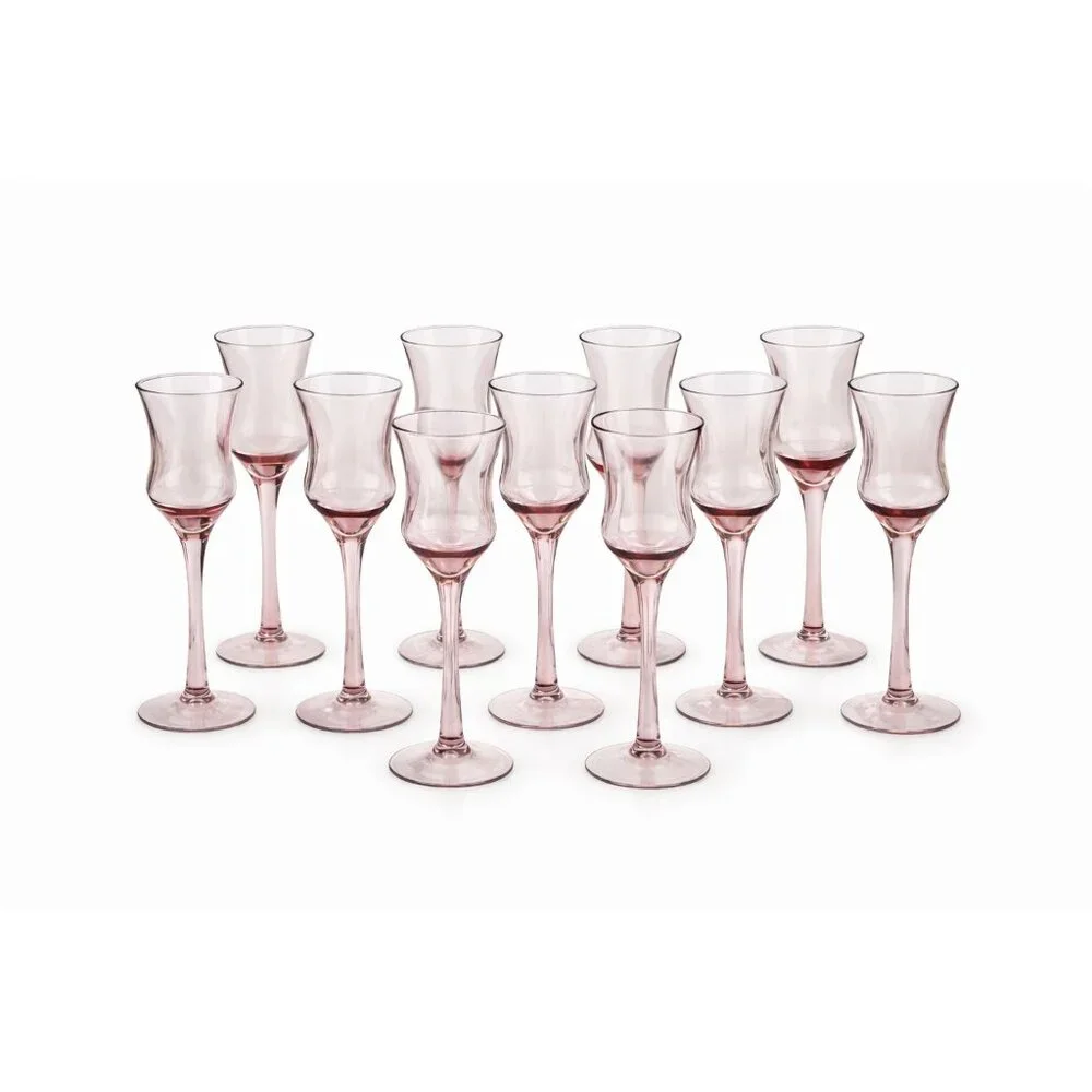 Vintage Blush Pink Cordial Glasses – Set of 11 – Elegant European Style Stemware - Picture 2 of 3
